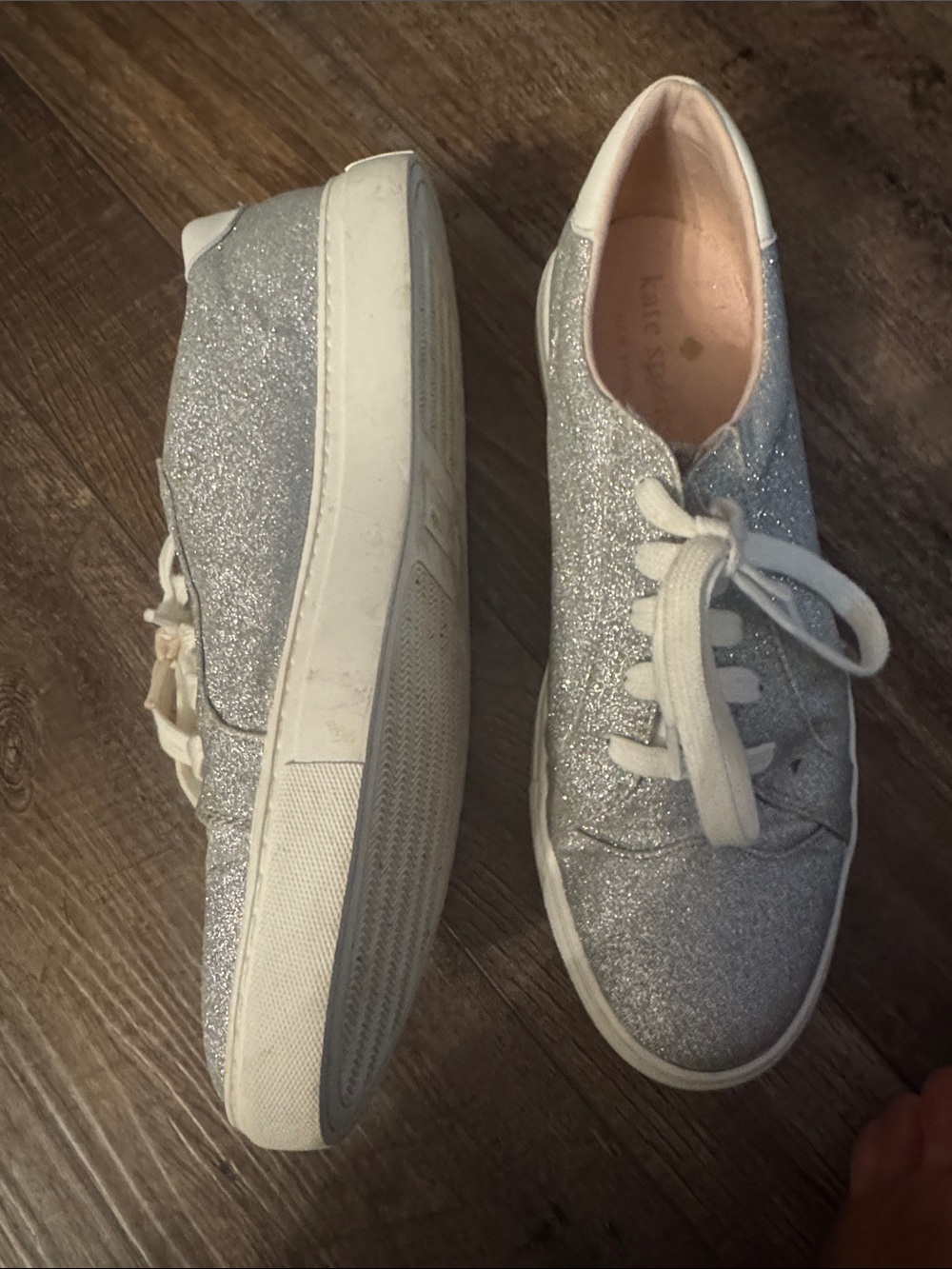 kate spade Silver Glitter Casual Lace-Up Sneakers